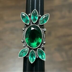 Chrome Diopside vintage style sterling silver ring